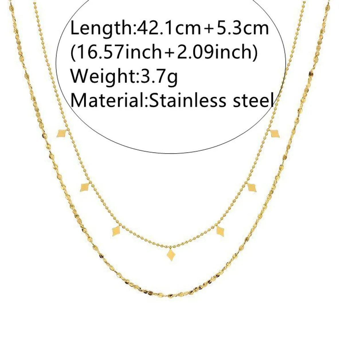 Wholesale Jewelry Fairy Style Sweet Simple Style Geometric 304 Stainless Steel 18K Gold Plated Plating Double Layer Necklaces