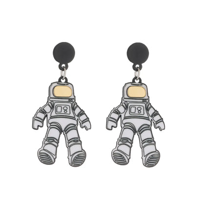 Wholesale Jewelry Fashion Astronaut Color Block Heart Shape Arylic No Inlaid Earrings