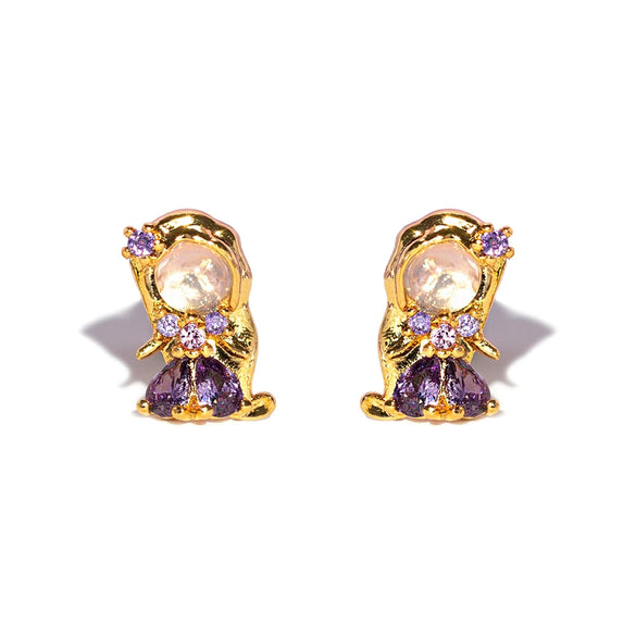 Wholesale Jewelry Fashion Cartoon Characters S925 Silver And Copper Earrings Set With Microinlaid Zircon For Women