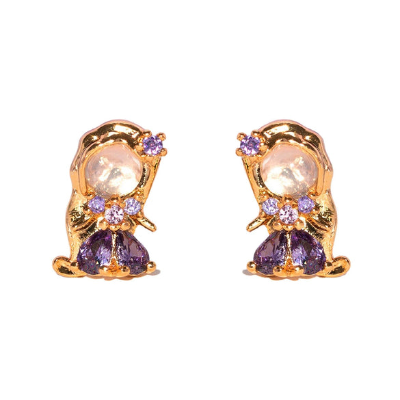 Wholesale Jewelry Fashion Cartoon Characters S925 Silver And Copper Earrings Set With Microinlaid Zircon For Women