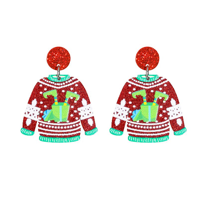 1 Pair Fashion Christmas Tree Santa Claus Arylic No Inlaid Earrings