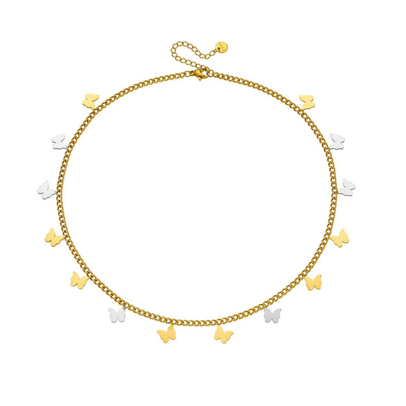 Wholesale Jewelry Fashion Design Butterfly Pendant Stainless Steel Gold Plated Chain Necklace