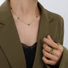 Wholesale Jewelry Fashion Geometric Emerald Zircon Necklace 316L Stainless Steel 18K Gold Plated For Women