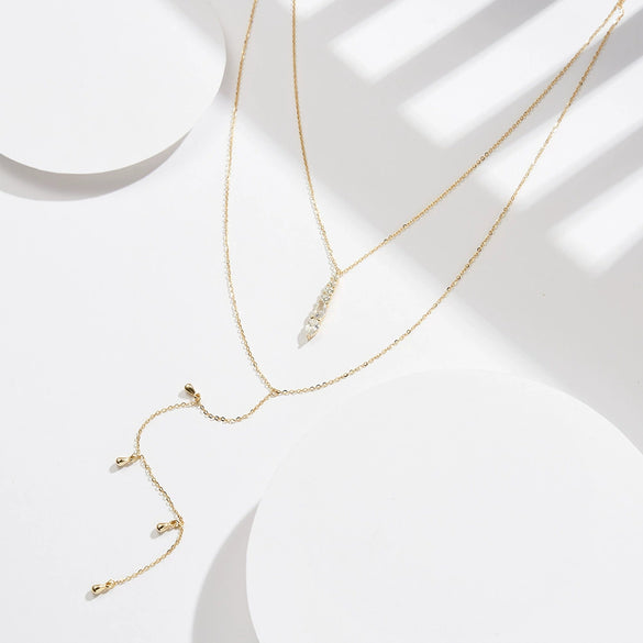 Wholesale Jewelry Fashion Geometric S925 Sterling Silver Electroplated Pendant Chain Collar Chain Clavicle Chain