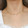 Wholesale Jewelry Fashion Geometric Stainless Steel Asymmetrical Rice Beads Shell Crescent Necklace With Electroplating Treatment For Women