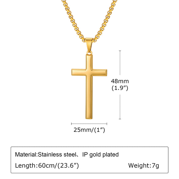 Wholesale Jewelry Fashion Geometric Stainless Steel Cross Pendant Necklace For Men With Electroplating