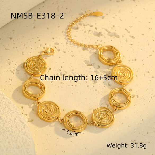 Wholesale Jewelry Fashion Geometric Stainless Steel Electroplated Necklace Bracelet For Women