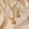 Wholesale Jewelry Fashion Geometric Stainless Steel 18K Gold Plated Smiley Face Pendant Twist Chain Necklace For Women