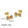 Wholesale Jewelry Fashion Geometric Stainless Steel 18K Goldplated Pearl Necklace And Bow Stud Earrings For Women