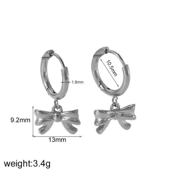 Wholesale Jewelry Fashion Geometric Stainless Steel 18K Goldplated Pearl Necklace And Bow Stud Earrings For Women