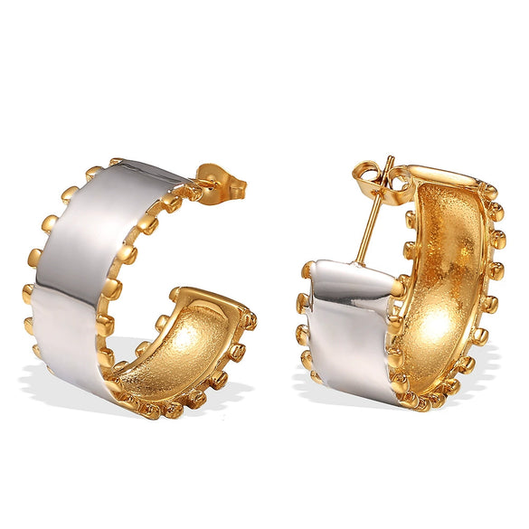 Wholesale Jewelry Fashion Geometric 316L Stainless Steel Plated Bracelet And Earrings Set For Women