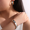 Wholesale Jewelry Fashion Geometric 316L Stainless Steel Plated Bracelet And Earrings Set For Women