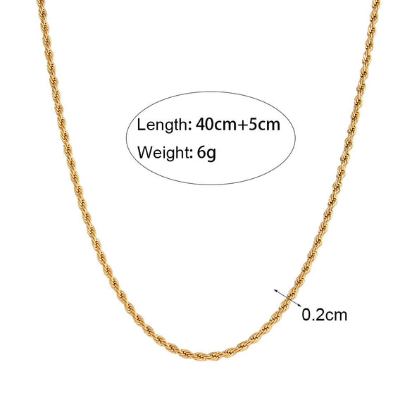 Wholesale Jewelry Fashion Geometric Twist Chain Titanium Steel Stainless Steel 18K Gold Plated Necklace For Women