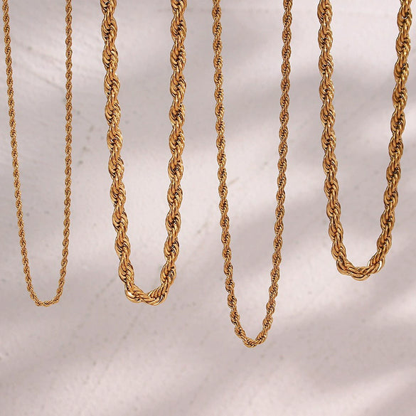 Wholesale Jewelry Fashion Geometric Twist Chain Titanium Steel Stainless Steel 18K Gold Plated Necklace For Women