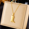 Wholesale Jewelry Fashion Goldplated Stainless Steel Carved Boots Pendant Necklace For Women