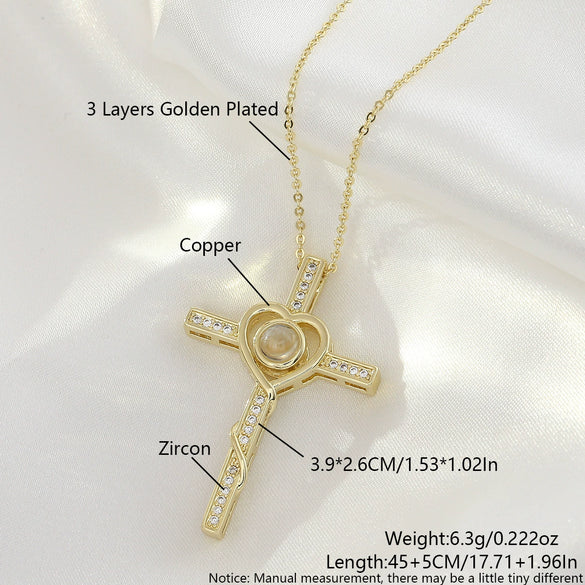 Wholesale Jewelry Fashion Heart Shape Copper O Chain Pendant Necklace With Electroplating