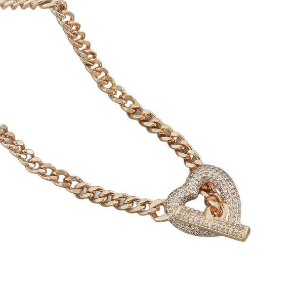 Wholesale Jewelry Fashion Heart Shape Copper Zircon Electroplating Clavicle Chain Necklace For Women