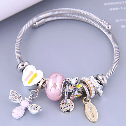 Wholesale Jewelry Fashion Metal Bee Pendant Metal Bracelet Nihaojewelry