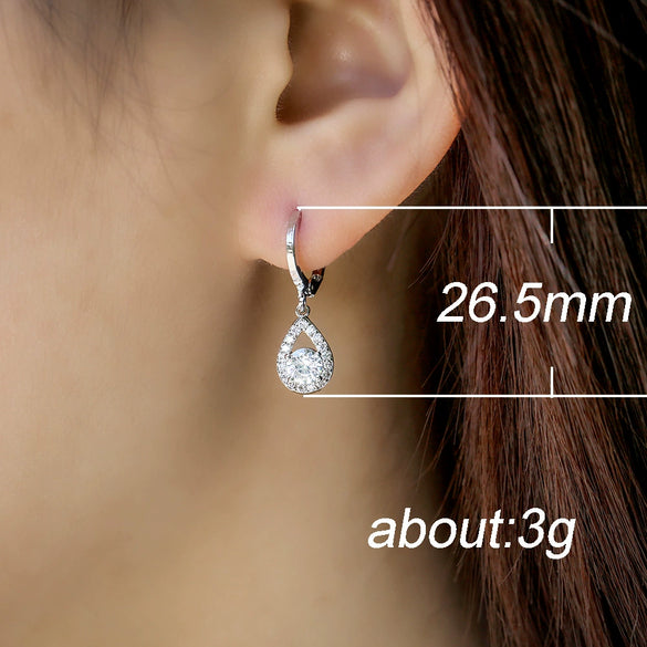 Wholesale Jewelry Fashion Natural Copper Dropshaped Microinlaid Diamond Earrings