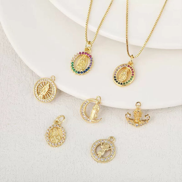 Wholesale Jewelry Fashion Ol Geometric Copper Inlaid Zircon Necklace Pendant