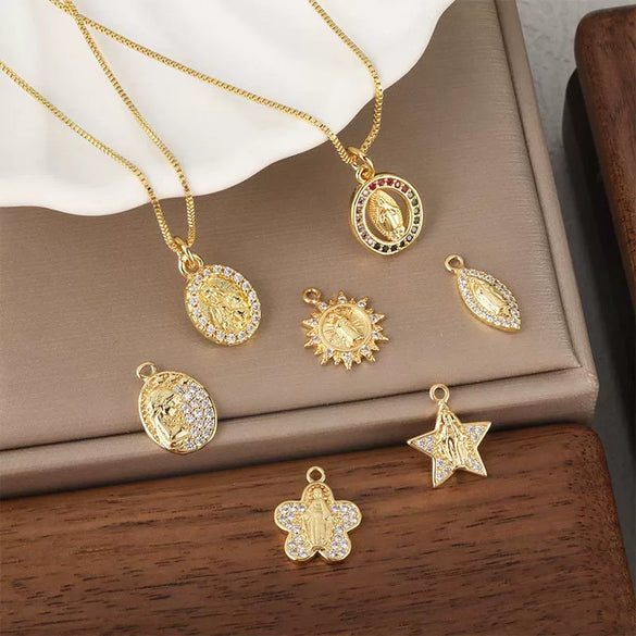 Wholesale Jewelry Fashion Ol Geometric Copper Inlaid Zircon Necklace Pendant