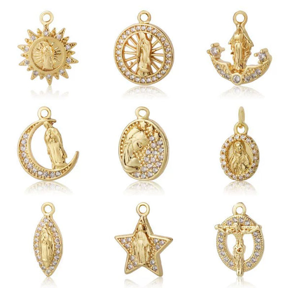 Wholesale Jewelry Fashion Ol Geometric Copper Inlaid Zircon Necklace Pendant