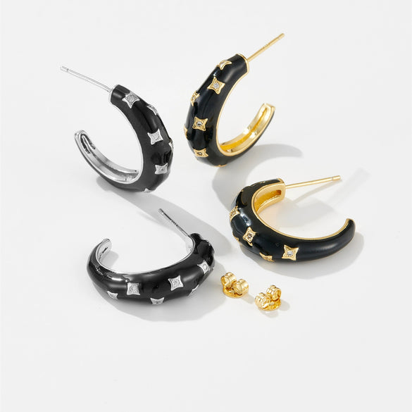 Wholesale Jewelry Fashion Ol Geometric Cshaped Copper Electroplated Earrings