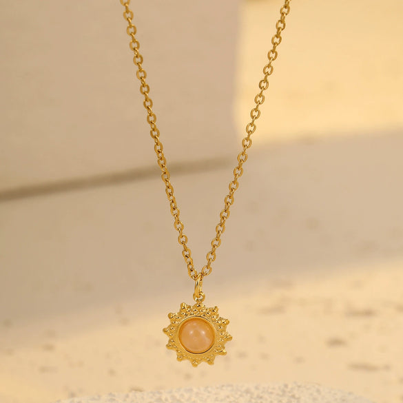 Wholesale Jewelry Fashion Ol Style Sunflower Stainless Steel Pendant Necklace With Electroplating
