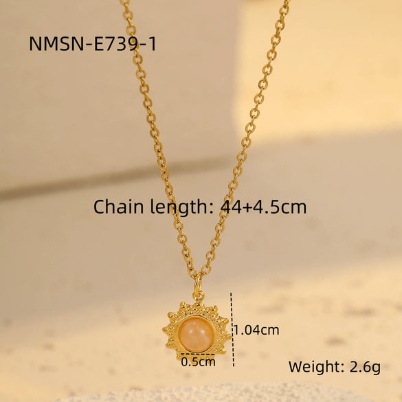 Wholesale Jewelry Fashion Ol Style Sunflower Stainless Steel Pendant Necklace With Electroplating