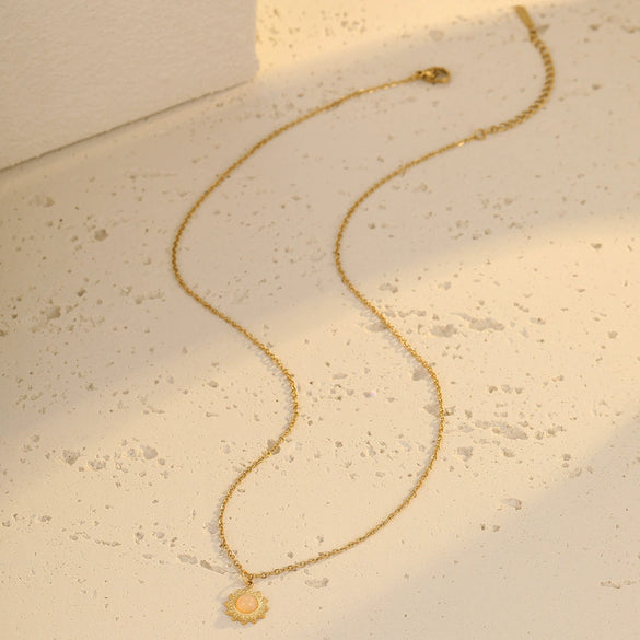 Wholesale Jewelry Fashion Ol Style Sunflower Stainless Steel Pendant Necklace With Electroplating