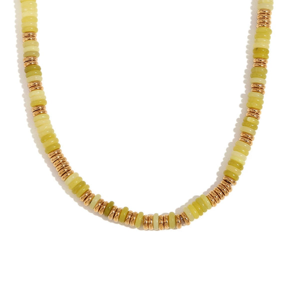 Wholesale Jewelry Fashion Retro Geometric Stainless Steel And Titanium Steel 18K Gold Plated Frisbee Natural Stone Beads Necklace And Bracelet For Women