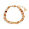 Wholesale Jewelry Fashion Retro Geometric Stainless Steel And Titanium Steel 18K Gold Plated Frisbee Natural Stone Beads Necklace And Bracelet For Women