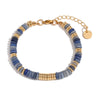 Wholesale Jewelry Fashion Retro Geometric Stainless Steel And Titanium Steel 18K Gold Plated Frisbee Natural Stone Beads Necklace And Bracelet For Women