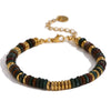 Wholesale Jewelry Fashion Retro Geometric Stainless Steel And Titanium Steel 18K Gold Plated Frisbee Natural Stone Beads Necklace And Bracelet For Women
