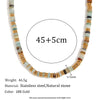 Wholesale Jewelry Fashion Retro Geometric Stainless Steel And Titanium Steel 18K Gold Plated Frisbee Natural Stone Beads Necklace And Bracelet For Women