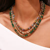 Wholesale Jewelry Fashion Retro Geometric Stainless Steel And Titanium Steel 18K Gold Plated Frisbee Natural Stone Beads Necklace And Bracelet For Women