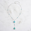 Wholesale Jewelry Fashion Retro Style Turquoise Dropshaped Geometric Pendant Yshaped Necklace With Silver Chain And Electroplating Process For Women