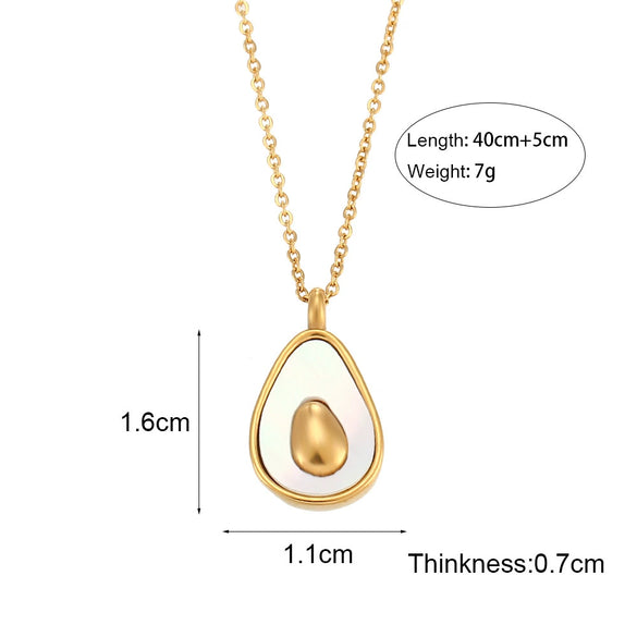 Wholesale Jewelry Fashion Simple Elegant Stainless Steel Geometric Avocado Shell Pendant Necklace
