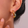 Wholesale Jewelry Fashion Simple Geometric Stainless Steel 18K Gold Plated Microset Colorful Zircon Hoop Earrings For Women