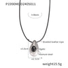 Wholesale Jewelry Fashion Simple Leather Rope 316L Stainless Steel Necklace With Water Drop Pendant Inlaid Agate And Geometric Design Electroplated