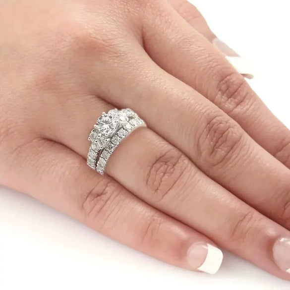 Wholesale Jewelry Fashion Simple Light Luxury Geometric Copper Zircon Ring For Couple