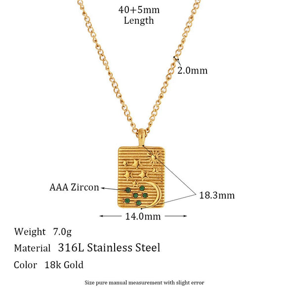 Wholesale Jewelry Fashion Simple Stainless Steel And Titanium Steel 18K Gold Plated Microinlaid Geometric Vintage Necklace For Women