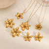 Wholesale Jewelry Fashion Stainless Steel And Titanium Steel Plants Flowers Electroplating Pendant Necklace And Earrings Set For Women