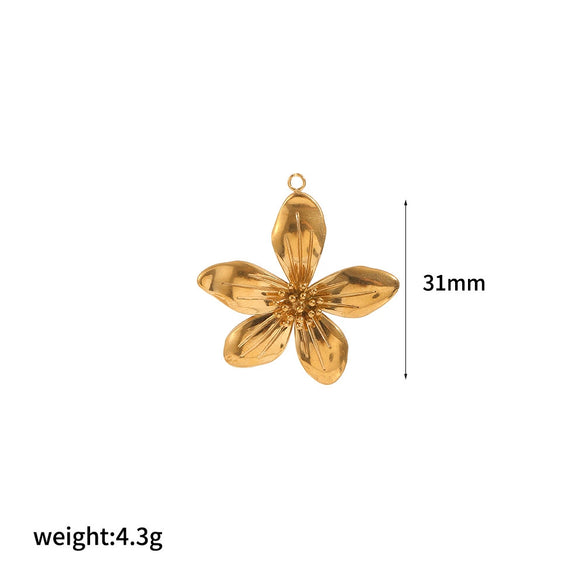 Wholesale Jewelry Fashion Stainless Steel And Titanium Steel Plants Flowers Electroplating Pendant Necklace And Earrings Set For Women