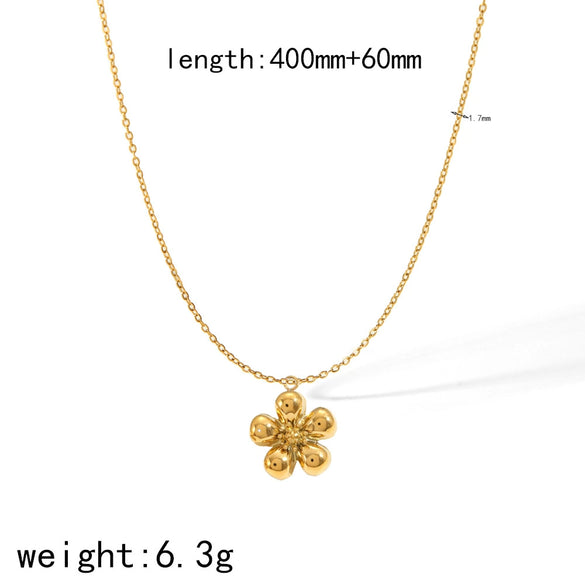 Wholesale Jewelry Fashion Stainless Steel And Titanium Steel Plants Flowers Electroplating Pendant Necklace And Earrings Set For Women