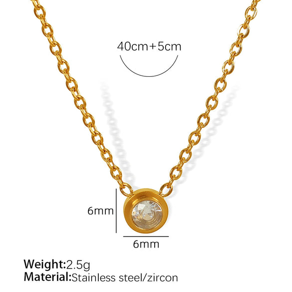 Wholesale Jewelry Fashion Style 316L Stainless Steel Necklace With Natural Zircon Electroplating Design