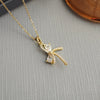 Wholesale Jewelry Fashion Titanium Steel Copper Zircon Bow Electroplating Necklace For Women