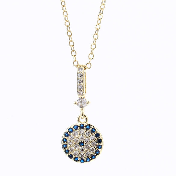 Wholesale Jewelry Fashionable Cute Devil's Eye Geometric Copper Ochain Pendant Necklace For Women Electroplated