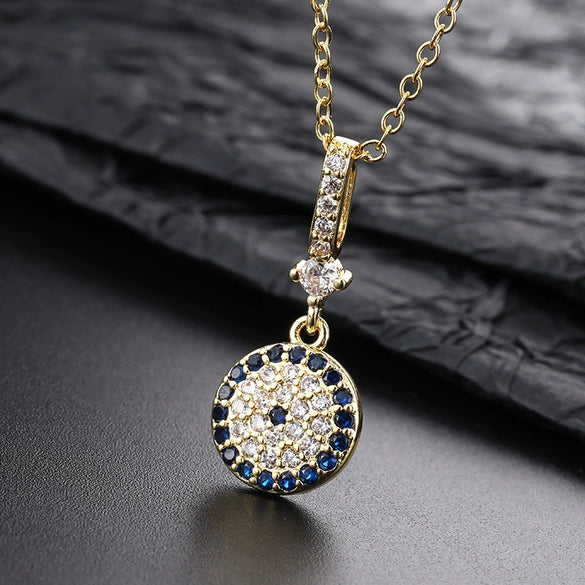 Wholesale Jewelry Fashionable Cute Devil's Eye Geometric Copper Ochain Pendant Necklace For Women Electroplated
