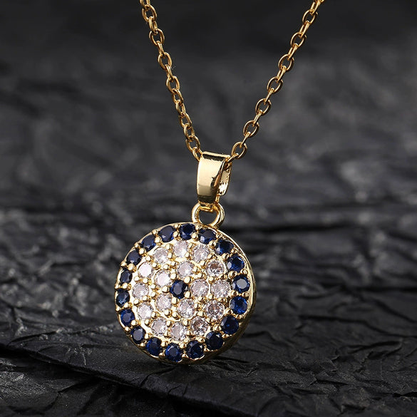 Wholesale Jewelry Fashionable Cute Devil's Eye Geometric Copper Ochain Pendant Necklace For Women Electroplated